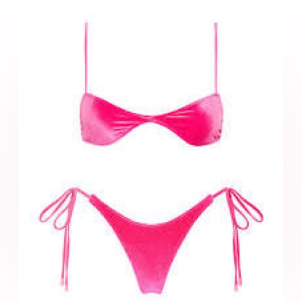 Triangl Este Pilly Velvet Pink Bikini Top and Bottom Set